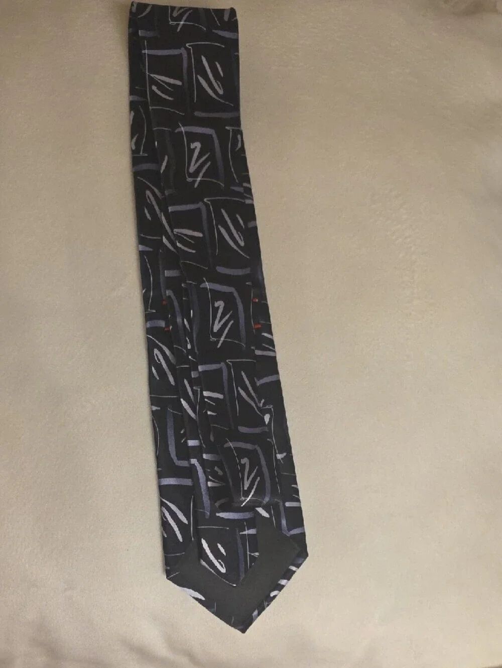 J. Garcia Silk Black Tie with Silver-Geometric Accents 3.5 Inches Wide